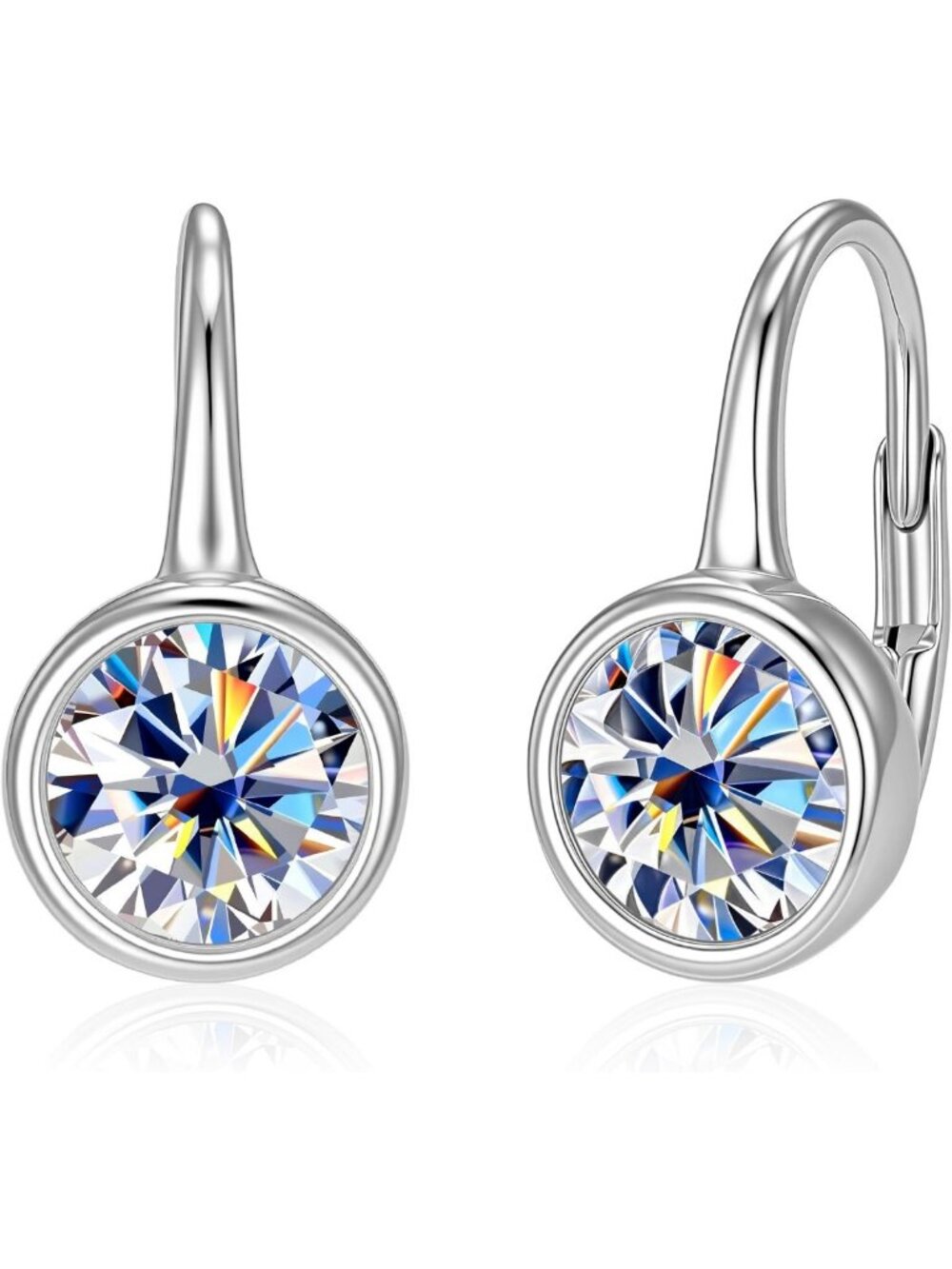 Elegant Moissanite Hoop Dangle Earrings - Sparkling Diamond Bezel Drop Style
